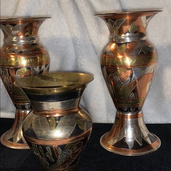 Modern Made Middle Eastern Mixed Metal Vases (4) - Picture 4 of 14